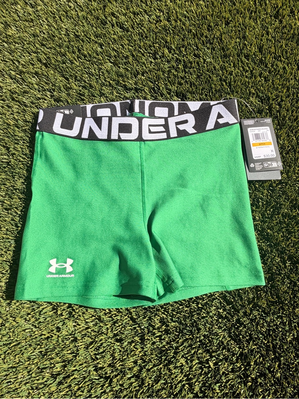 Under Armour Bright Green Women's Compression Shorty with Black Waistband